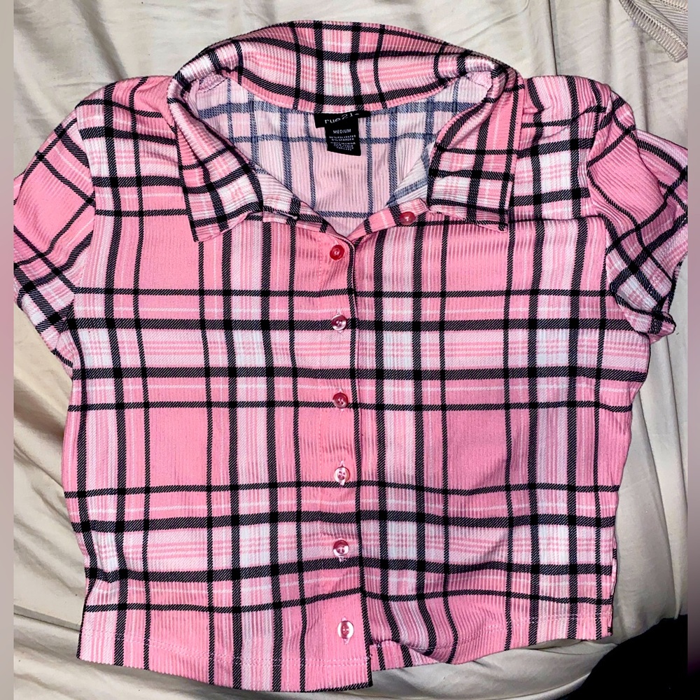 Plaid cropped t shirt